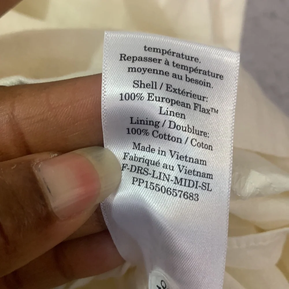 Everlane *Flaw Flax Linen Dress Off White 6 Sleeveless V-neckline Midi Travel